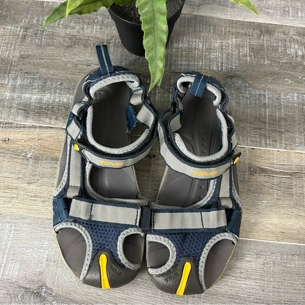 TEVA Velcro Water Sandal Closed Toe Blue Gray Youth Size 4